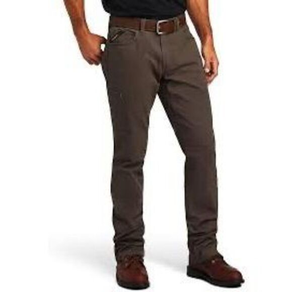 ARIAT Rebar M4 Relaxed Straight Jeans Chino Sz 36x30 Brown - Picture 1 of 7